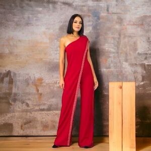 Valentina Red One-Shoulder Jumpsuit S/M